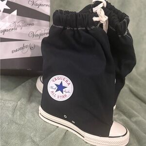 Converse Women's Black and White Wedge Sneakers